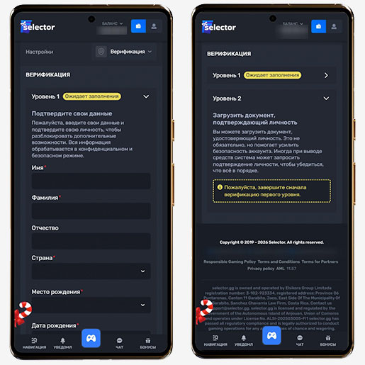 Верификация игрока